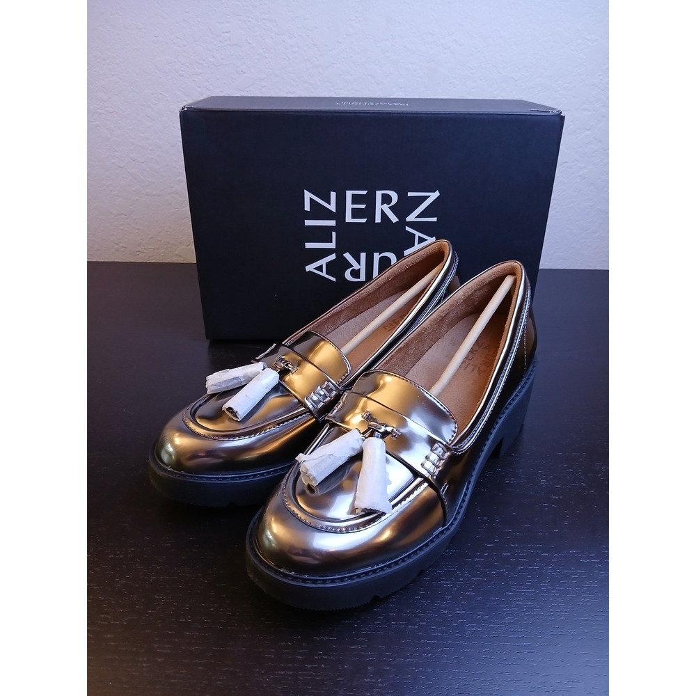 Naturalizer Committed Pewter Metallic Platform Tassel Loafers J1105S2020 8.5
